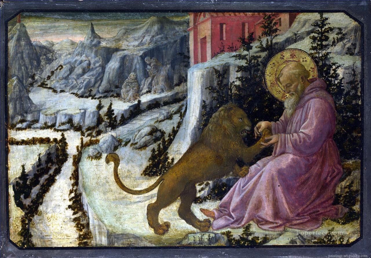 LIPPI Fra Filippo San Jerónimo y el Panel de la Predela del León Pintura al óleo